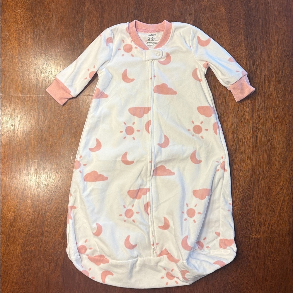 6 Month Girl Pink and White Baby Sleep Sack